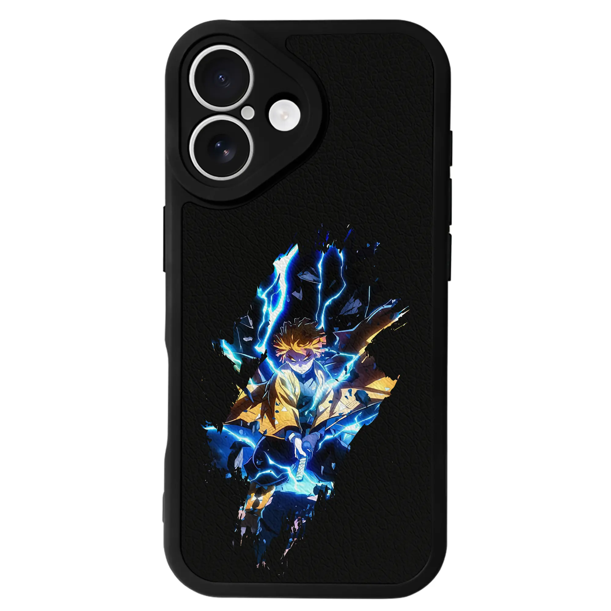 鬼滅の刃 グッズ,我妻 善逸 - IPhone 16シリーズ対応 ・ シリコンスマホケース ・ レザー調 ・ 高精度フィット ・ 耐衝撃 ・ ワイヤレス充電対応 ・ 精密カット